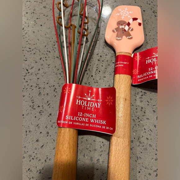 Holiday Time Christmas Silicone Gingerbread Whisk And Spatula Set NEW - Picture 2 of 4